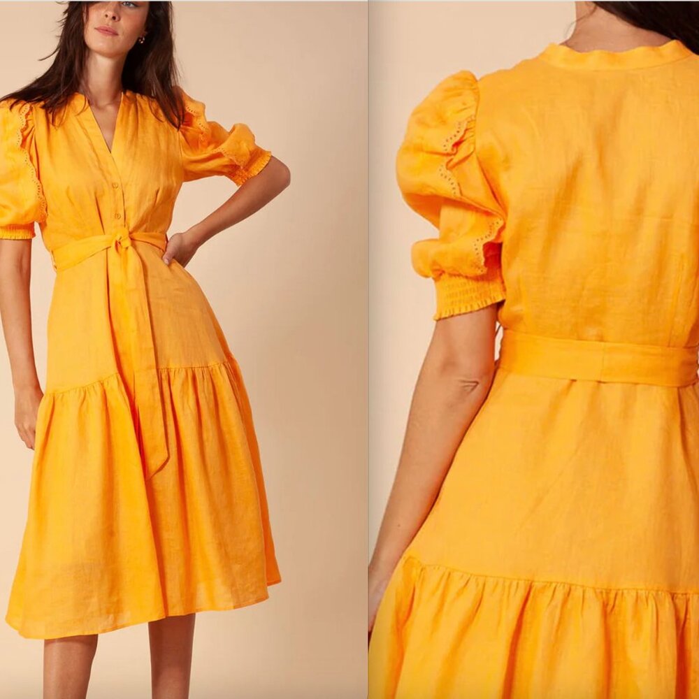 Halebob Colette Solid Linen Dress Size L - Picture 2 of 10